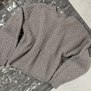 Hollister Textured Knit Sweater - Beige/Brown